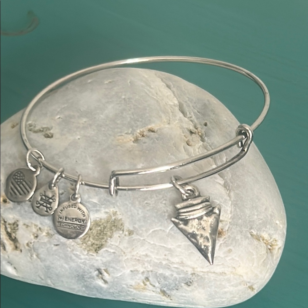 Alex and Ani Arrowhead Charm Silver Tone Expandable Bangle Bracelet